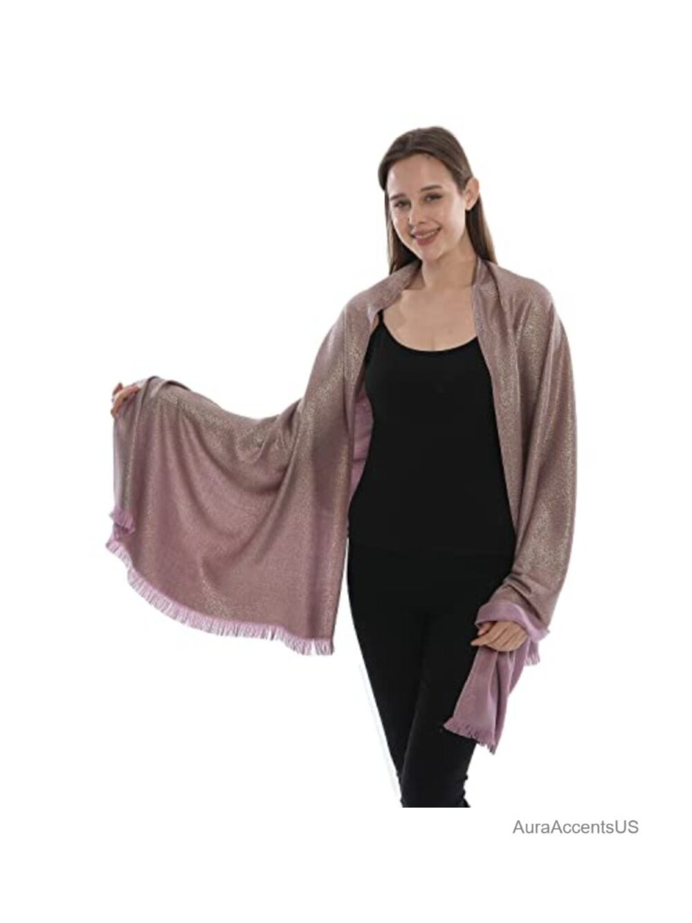 Metallic Sparkling Pashmina Shawl Wrap Oversized Blanket Scarf 100% Polyester